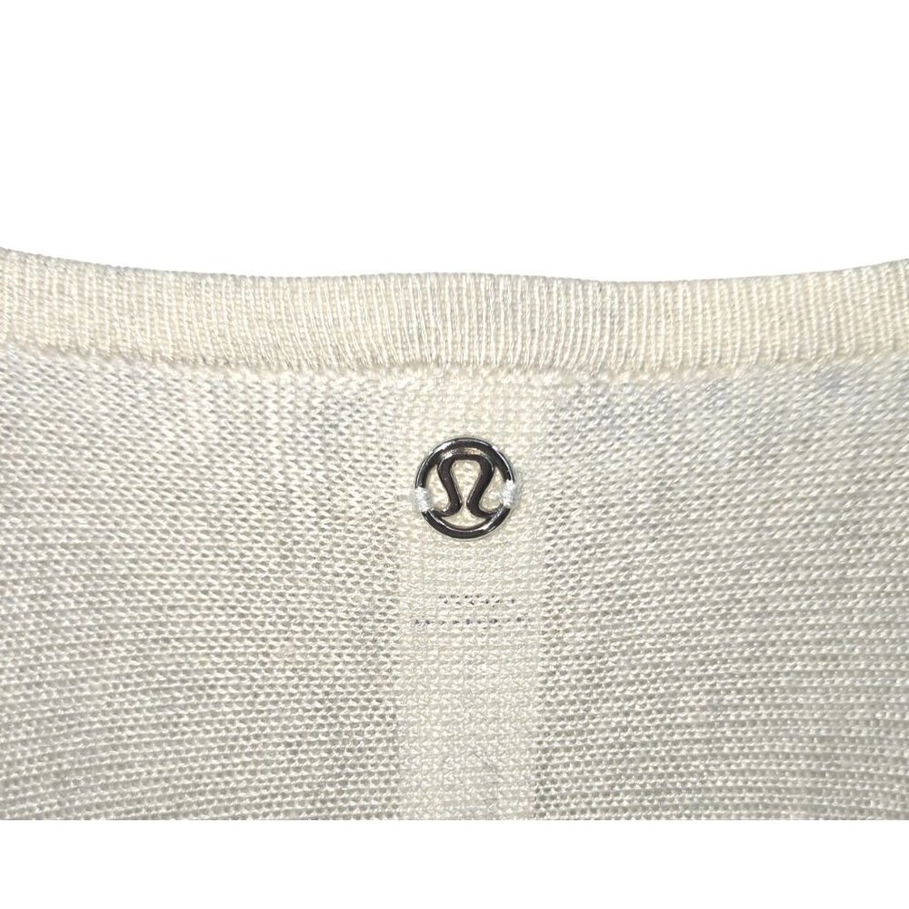 Lululemon Athletica HiLo Knit Top Sz 4 Oversized Cream Ribbed Long Sleeves RARE - Picture 4 of 8